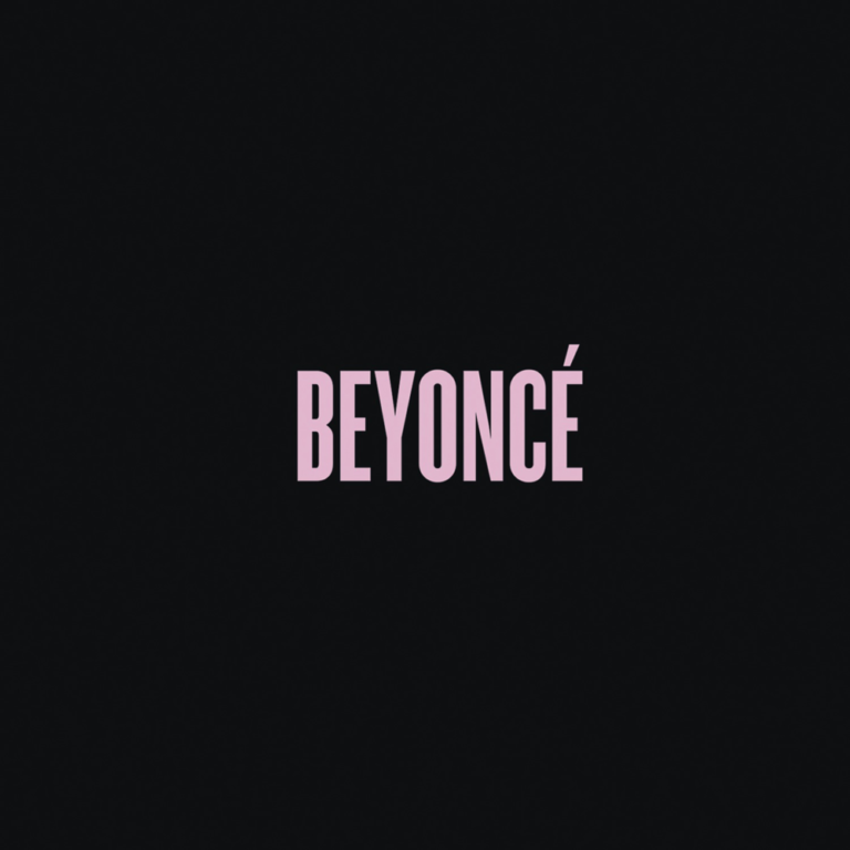 Schwarzes Cover mit dem Namen Beyoncé in rosa Schrift.