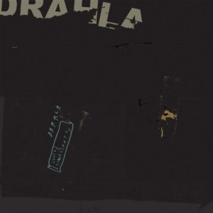 Abstraktes Cover mit fragmentierten Buchstaben und dunklem Hintergrund.