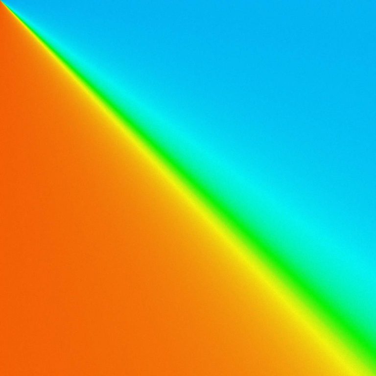 Abstraktes Coverbild mit diagonaler Trennung in Orange und Blau.