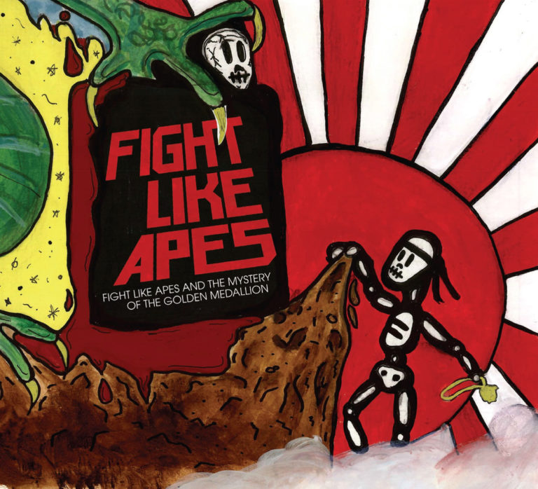 Comic-Stil Cover mit Skelettfigur, rotem Hintergrund und grünem Monsterarm.