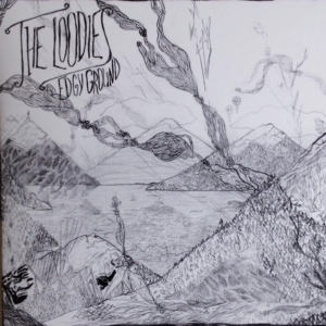 Zeichnung einer Berglandschaft mit Flüssen und Bäumen, Schriftzug The Loodies Edgy Ground oben links.