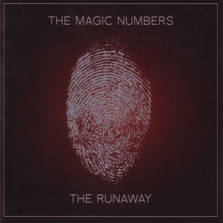 Coverbild des Albums The Runaway von The Magic Numbers mit einem Fingerabdruck auf rotem Hintergrund.