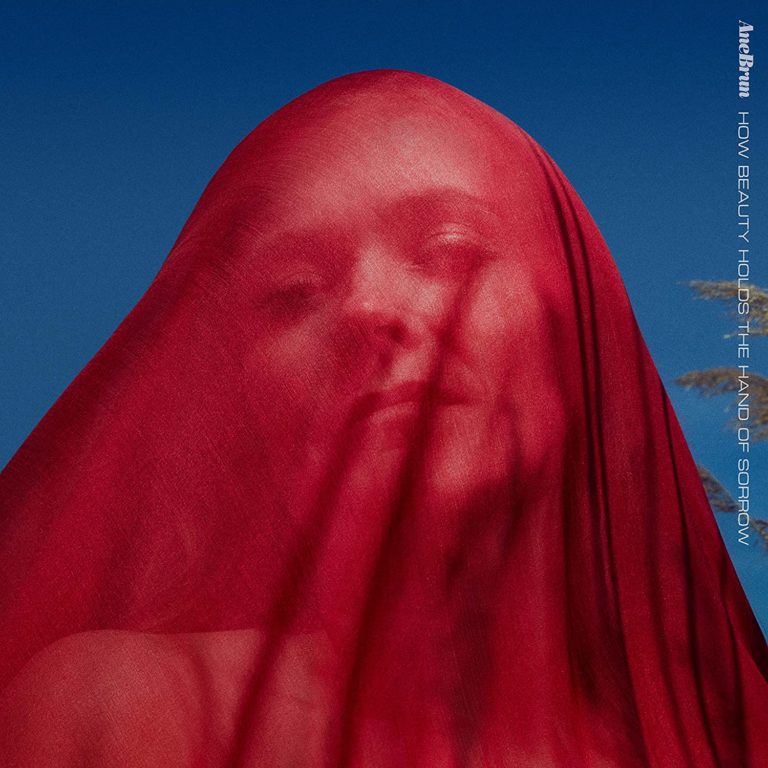 Frau unter rotem Schleier vor blauem Himmel auf dem Albumcover.