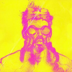 Grellgelbes Albumcover mit pinkem Porträt eines Mannes mit runder Brille und Händen im Gesicht – poppig, psychedelisch, leicht verzerrt und expressiv.