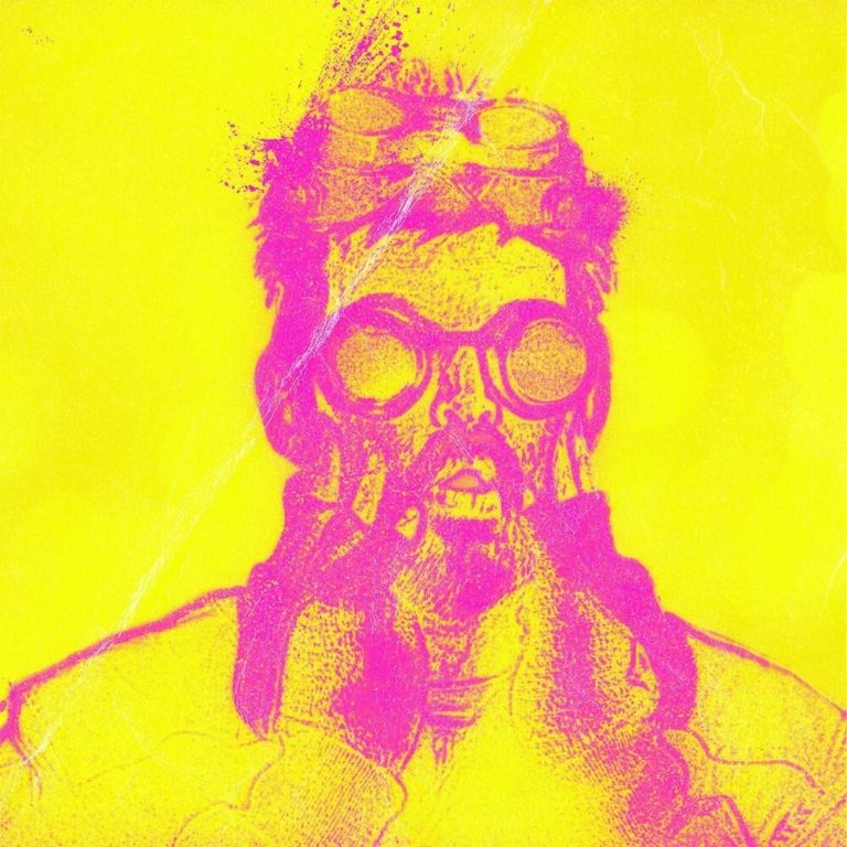 Grellgelbes Albumcover mit pinkem Porträt eines Mannes mit runder Brille und Händen im Gesicht – poppig, psychedelisch, leicht verzerrt und expressiv.