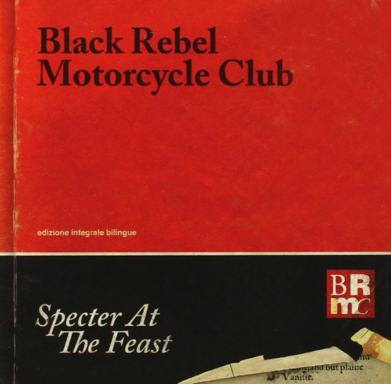 Rotes und schwarzes Albumcover mit Schriftzug Black Rebel Motorcycle Club und Titel Specter At The Feast.