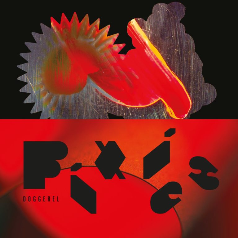 Abstraktes Albumcover in leuchtendem Rot und Schwarz mit amorphen, glänzenden Formen und kantiger Typografie – grafisch, rätselhaft und vibrierend wie ein digitaler Fiebertraum.