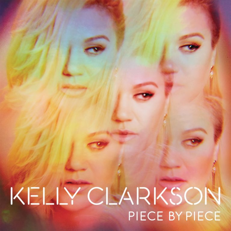Mehrfaches Porträt von Kelly Clarkson in bunten, verschwommenen Farben.