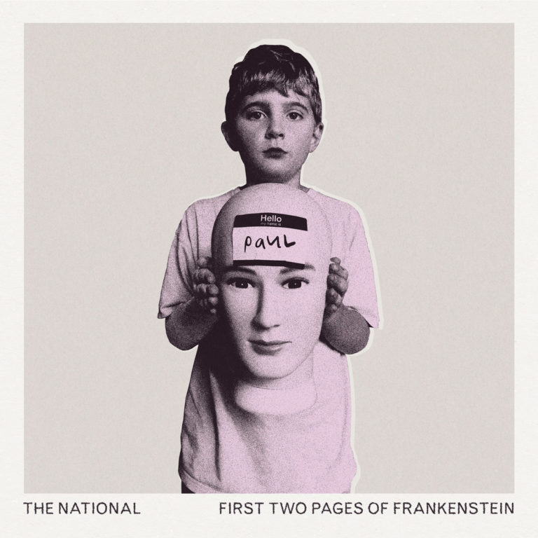 Collage-artiges Cover mit einem Jungen, der eine Schaufensterpuppe mit einem Aufkleber „Hello, my name is Paul“ vor sich hält; Titel: First Two Pages of Frankenstein.