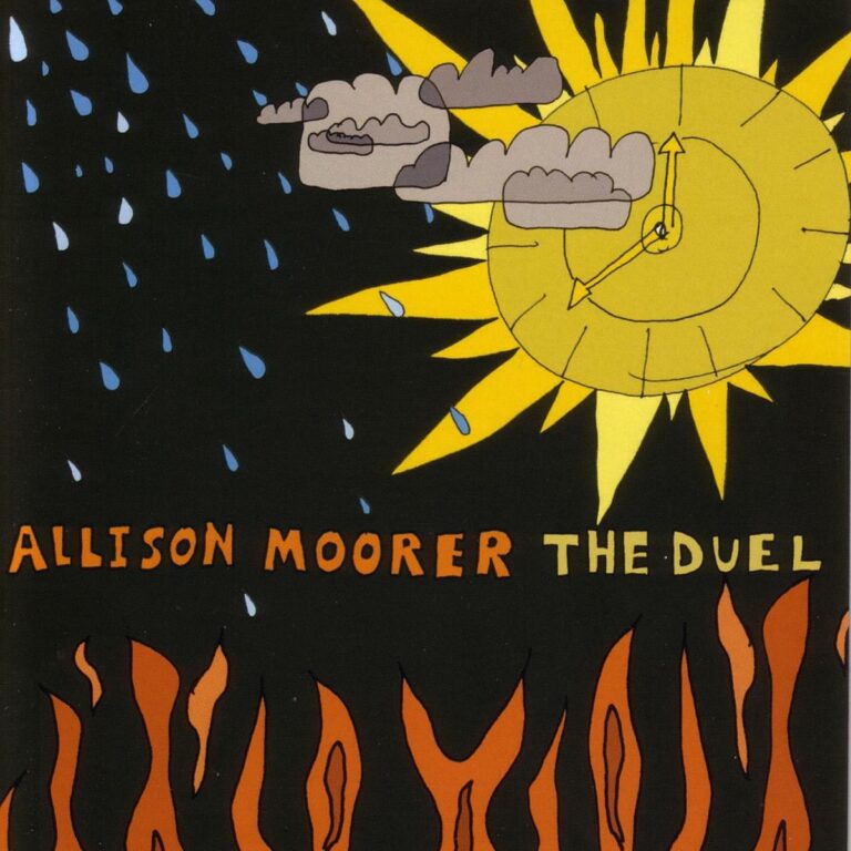 Illustration mit Sonne, Regen und Wolken auf schwarzem Hintergrund.