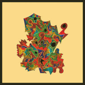 Buntes abstraktes Artwork zum Album „Rainbow Revisited“ von Thandi Ntuli mit Carlos Niño – vielschichtige Formen in kräftigen Farben auf hellgelbem Grund.
