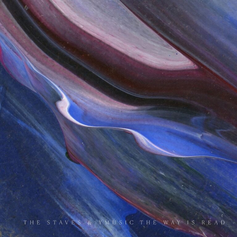Abstrakte Farbstrukturen in Blau- und Rottönen auf dem Albumcover.