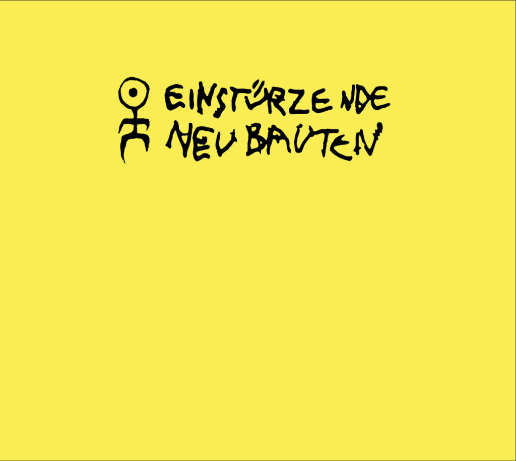 Gelbes Albumcover mit ikonischem Symbol und handgeschriebener Schrift von Einstürzende Neubauten – Titel „Rampen (apm: alien pop music)“.