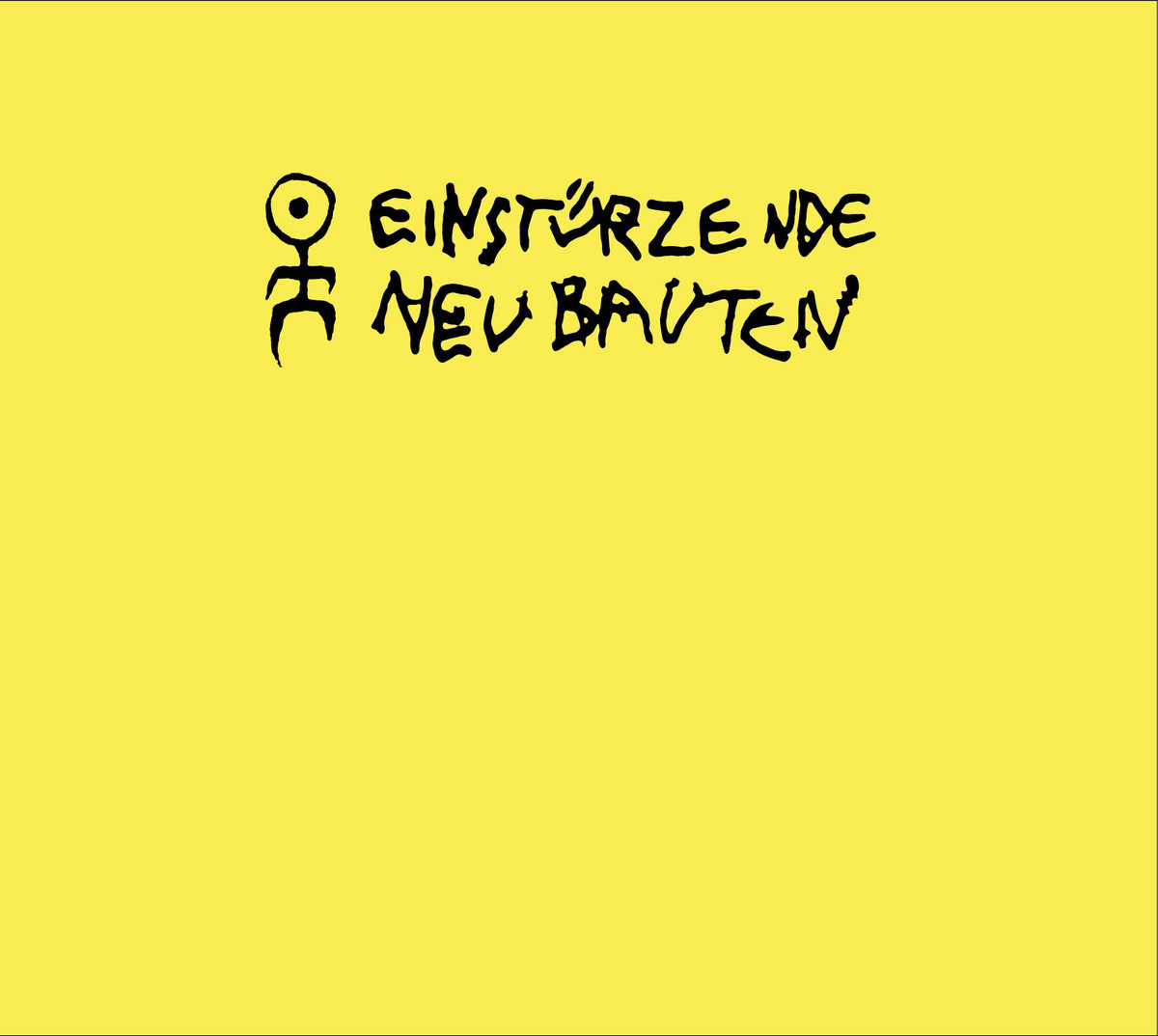 Gelbes Albumcover mit ikonischem Symbol und handgeschriebener Schrift von Einstürzende Neubauten – Titel „Rampen (apm: alien pop music)“.