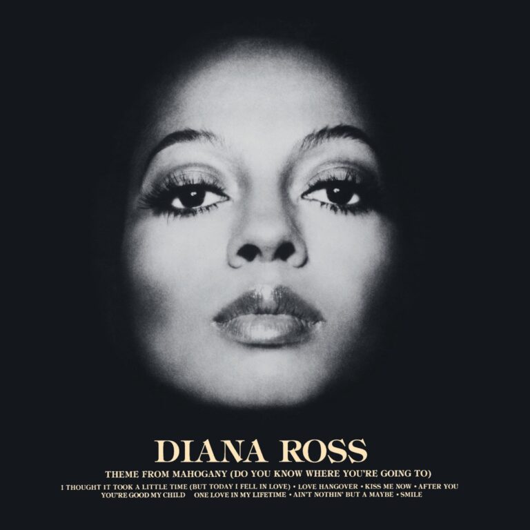 Porträt von Diana Ross auf dem Cover ihres Albums mit Titel und Songliste.