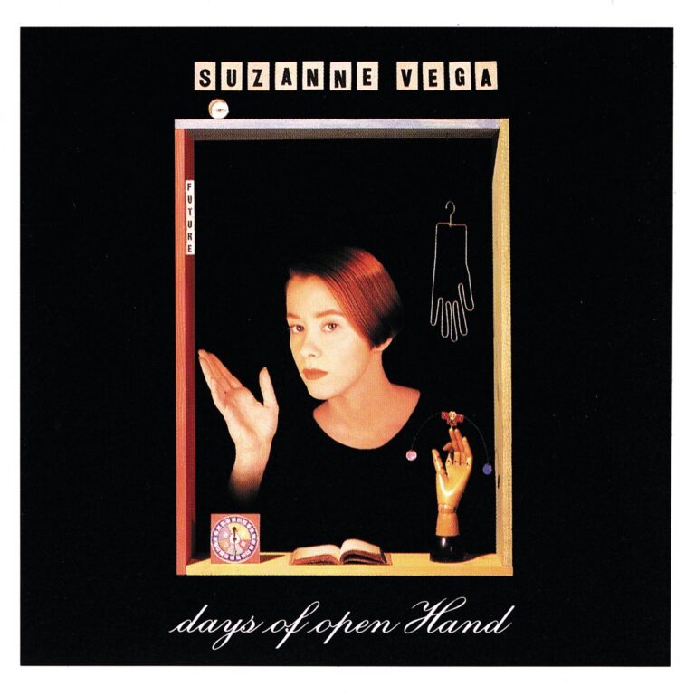 Albumcover von Suzanne Vega mit der Aufschrift Days of Open Hand, zeigt eine nachdenkliche Frau mit einer offenen Hand.