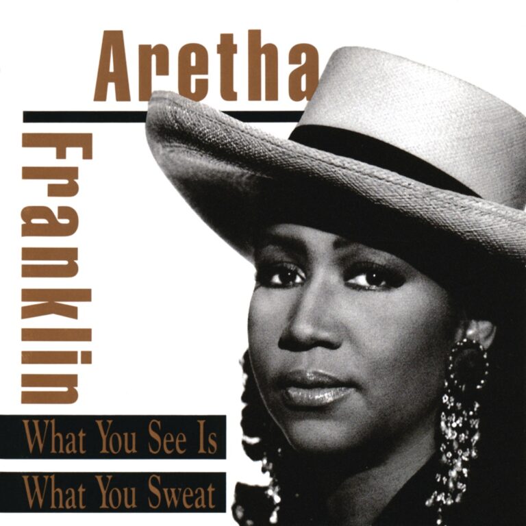 Aretha Franklin mit Hut und Ohrringen auf dem Albumcover.