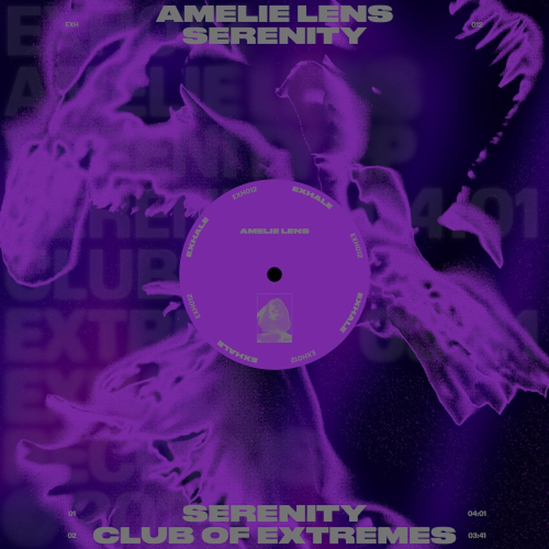 Plattencover von Amelie Lens – Serenity / Club of Extremes in lila-violettem Design mit psychedelischen Mustern