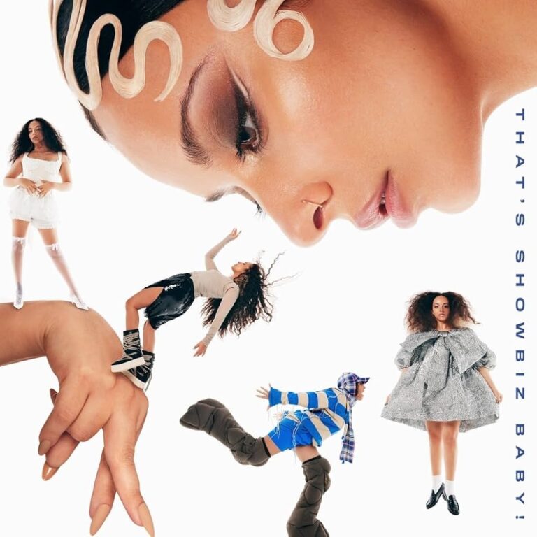 Albumcover zeigt Jade Thirlwalls Gesicht im Profil, umgeben von verkleinerten Figuren ihrer selbst in verschiedenen Outfits, vor weißem Hintergrund.