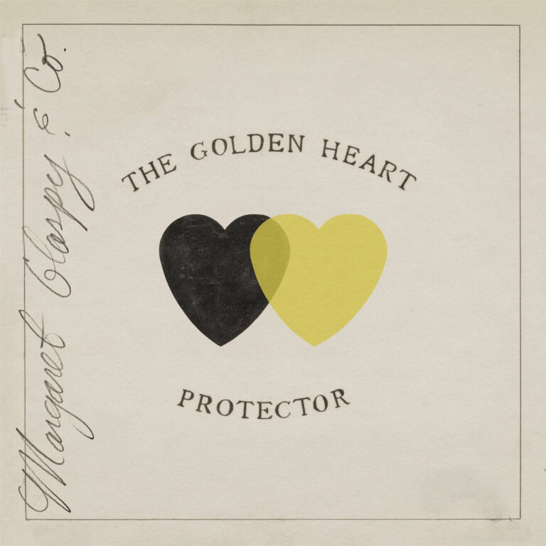 Minimalistisches Albumcover mit zwei überlappenden Herzen in Schwarz und Goldgelb, umrahmt von Schriftzug „The Golden Heart Protector“.