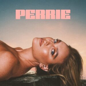 Albumcover von Perrie – Perrie zeigt die Sängerin mit nassen Haaren im Abendlicht, der Kopf zurückgelehnt über Wasser, mit rosa Schriftzug „PERRIE“.