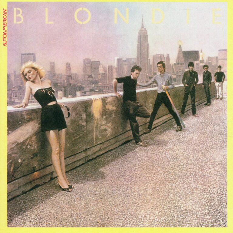 Gemaltes „Autoamerican“ Albumcover von Blondie mit collageartigen Fragmenten, grafischen Brüchen und amerikanischen Motiven in kühler, distanzierter Gestaltung.