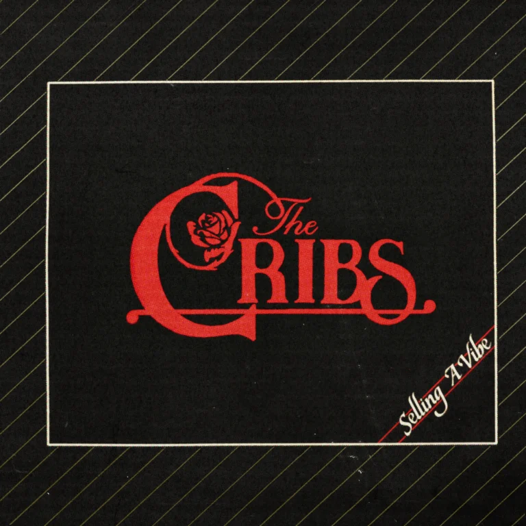 The Cribs auf einem reduzierten Albumcover zu Selling A Vibe, zurückhaltende Farben, klare Typografie, nüchterne Ausstrahlung.