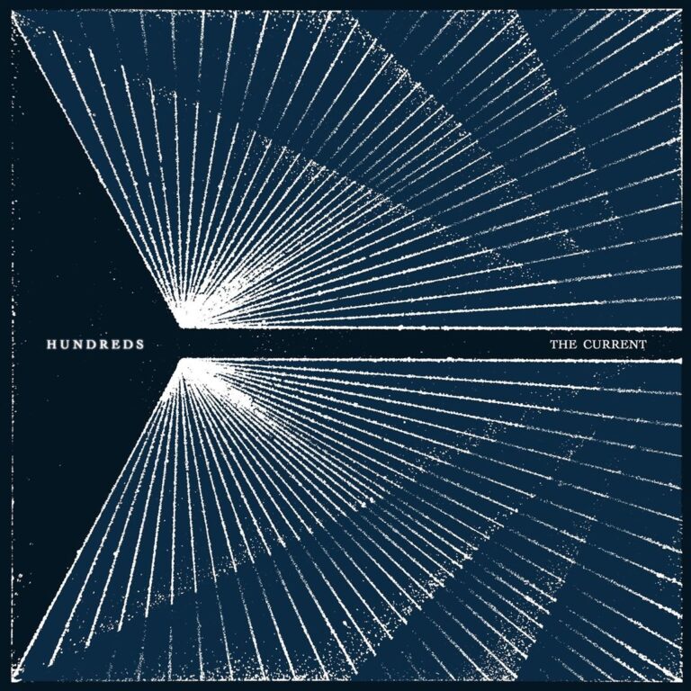 Abstraktes Albumcover mit fächerförmig ausstrahlenden weißen Linien auf dunklem Blau, die Bewegung und Strömung suggerieren.