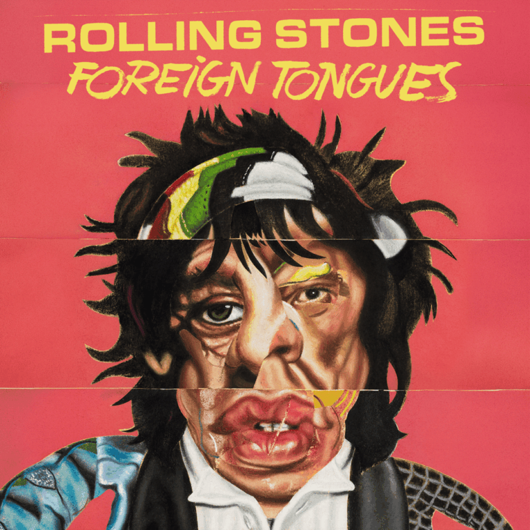 Gemaltes Albumcover mit verzerrten, ineinander übergehenden Gesichtern auf leuchtend rotem Hintergrund.